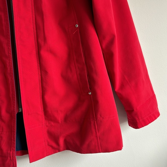 LIZ CLAIBORNE  vintage Red Coat Jacket Detachable Hood & Lining Zip Up Womens M - Picture 6 of 10